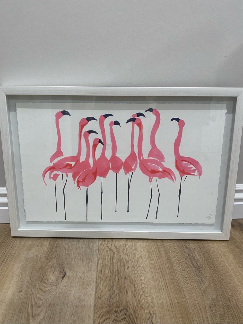 Framed flamingo picture